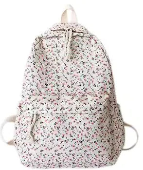 Mochila Escolar Blanca Floral