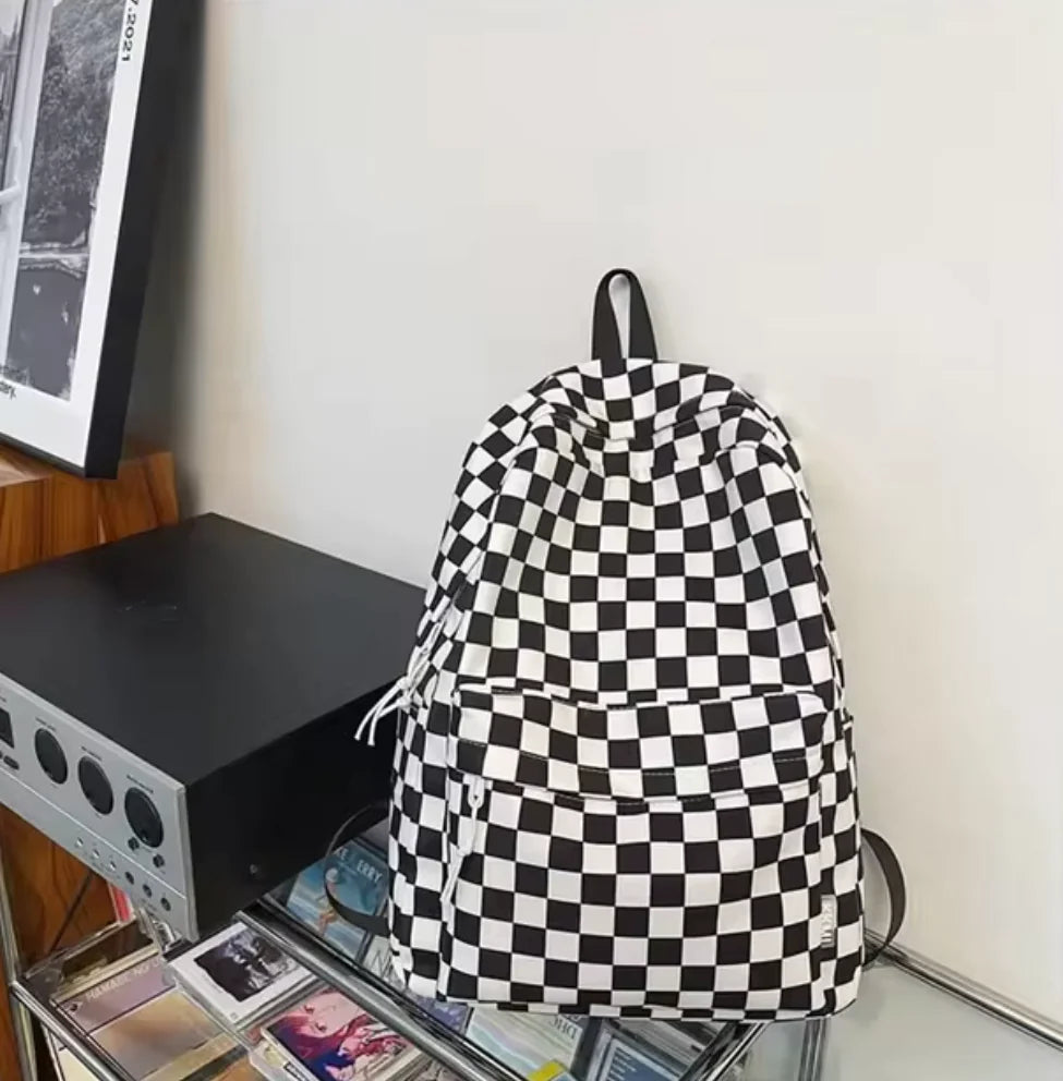 Mochila Escolar a Cuadros para Niños y Niñas - Bolso Estiloso de Escuela Secundaria Japonesa