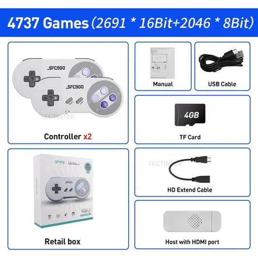 Consola de Videojuegos HDMI-Compatible de 1500 Juegos para SNES/NES