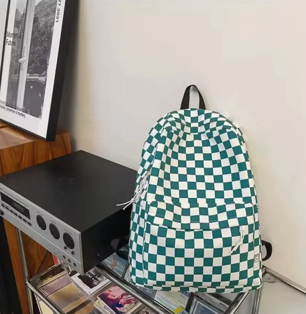 Mochila Escolar a Cuadros para Niños y Niñas - Bolso Estiloso de Escuela Secundaria Japonesa